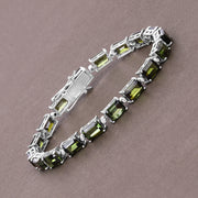 Bids.com 19.04 Carat Genuine Green Tourmaline and White Diamond 14K White Gold Bracelet Bracelets Light Slate Gray size 7.00