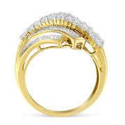 Bids.com 10K Yellow Gold 1.0 Cttw Round & Baguette Cut Diamond 64 Stone Bypass Style Channel Set Modern Statement Ring (H-I Color, SI1-SI2 Clarity) - Size 6 Rings White Smoke 7 / Yellow.Gold,7.25 / Yellow.Gold,6 / Yellow.Gold