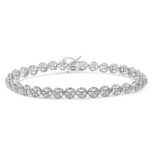 Bids.com 14K Rose Gold Over .925 Sterling Silver 1/4 Cttw Diamond 7" Open Circle Wheel Link Tennis Bracelet (I-J Color, I2-I3 Clarity) Bracelets White Smoke 7 / White.Sterling Silver,7 / Yellow.Sterling Silver,7 / Rose.Sterling Silver