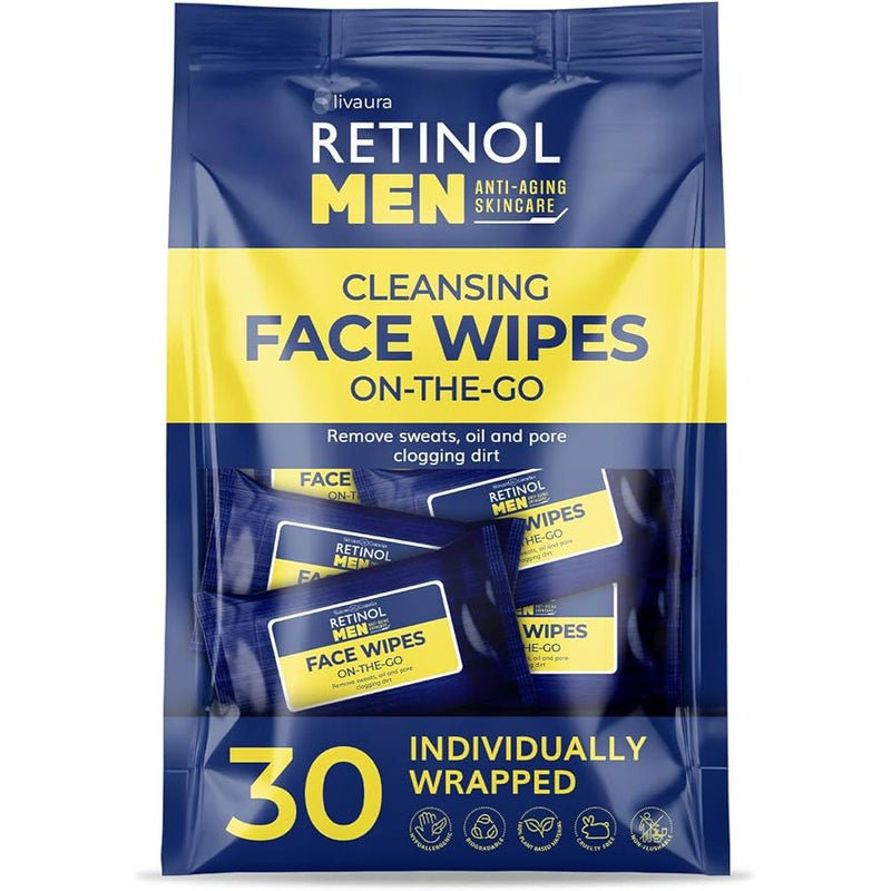 Retinol Retinol Men On-The-Go Cleansing Face Wipes 30 Individually Wrapped Skin Care Dark Slate Blue