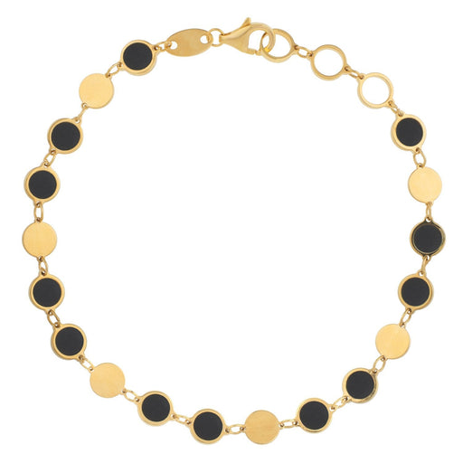 Bids.com 14k Yellow Gold Onyx Geometric Mirror Gem Chain Bracelet (5.00 mm) Bracelets White Smoke 7.25 / Yellow Gold
