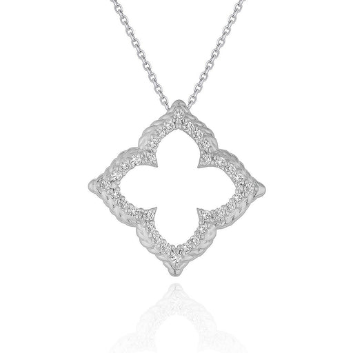 Bids.com 14k White Gold Diamond Cut-out Flower Pendant (1/3 cttw) Necklaces White Smoke 16 / White Gold