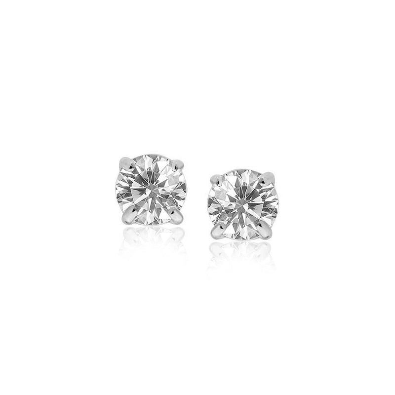 Bids.com Sterling Silver Stud Earrings with White Hue Faceted Cubic Zirconia Earrings White Smoke Sterling Silver