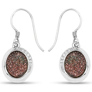 Bids.com 4.72 Carat Genuine Copper Bloom Drusy and White Topaz .925 Sterling Silver Earrings Earrings White Smoke