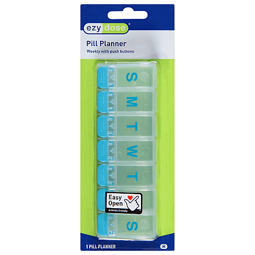 Ezy Dose Ezy Dose 7 Day Push Button Pill Reminder, Medium Medical Yellow Green