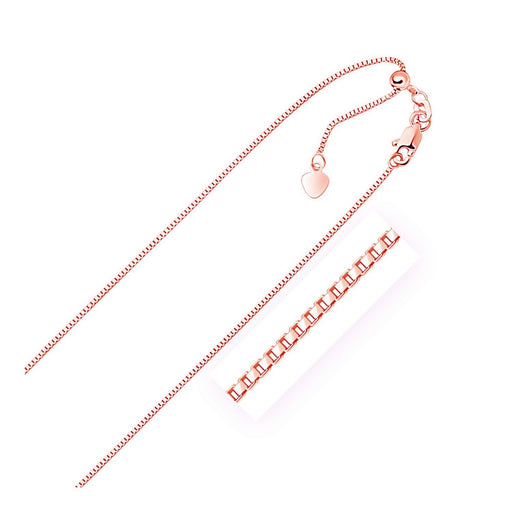 Bids.com 14k Rose Gold Adjustable Box Chain 0.85mm Necklaces White Smoke 22 / Rose Gold