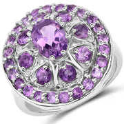 Bids.com 2.67 Carat Genuine Amethyst .925 Sterling Silver Ring Rings White Smoke size 6.00,size 8.00,size 7.00,size 9.00