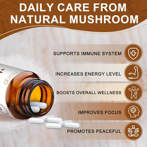 Nature Target 14-IN-1 Mushroom Complex with Lion's Mane, 120 Capsules Mushroom Light Gray