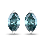 Bids.com 0.69 Carat Genuine Blue Diamond 14K White Gold Earrings Earrings White Smoke