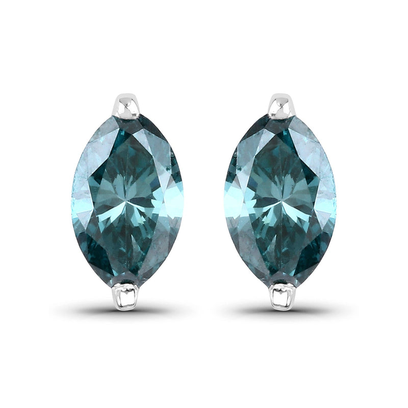 Bids.com 0.69 Carat Genuine Blue Diamond 14K White Gold Earrings Earrings White Smoke