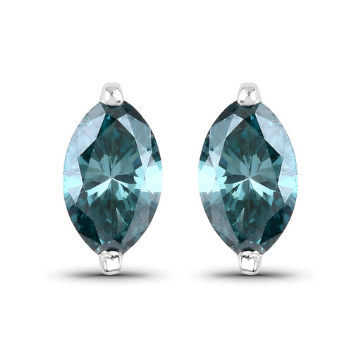 Bids.com 0.69 Carat Genuine Blue Diamond 14K White Gold Earrings Earrings White Smoke