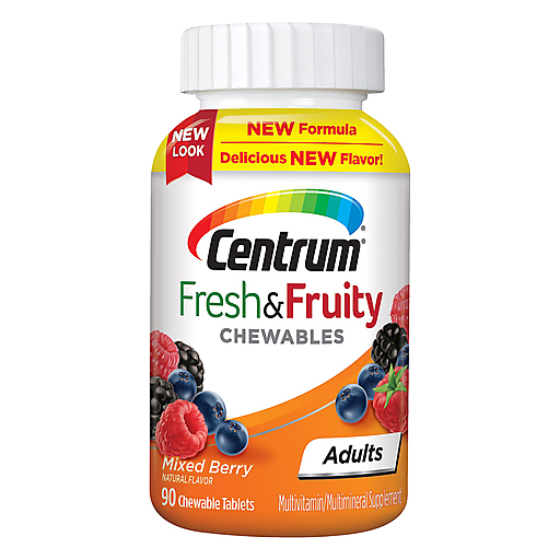 Centrum Centrum Adults Fresh & Fruity Chewables Multivitamin & Multimineral Supplement Mixed Berry Vitamins & Supplements White Smoke