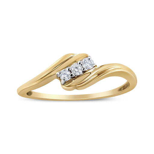 Bids.com 10K Yellow Gold over .925 Sterling Silver 1/10 Cttw Diamond Three-Stone Bypass Fashion Cocktail Ring ( I-J Color, I2-I3 Clarity) - Size 6 Rings White Smoke 6.5 / Yellow.Sterling Silver,8 / Yellow.Sterling Silver,6 / Yellow.Sterling Silver,7 / Yellow.Sterling Silver,7.5 / Yellow.Sterling Silver