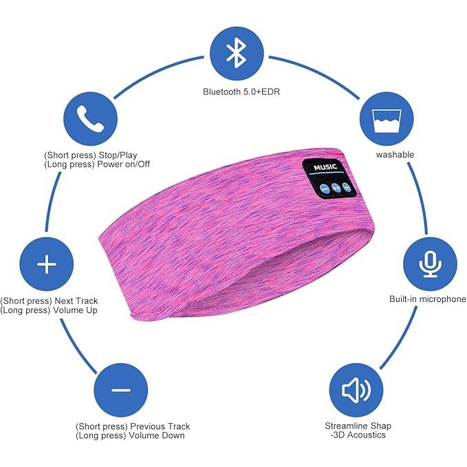 SmartPursue™ Wireless Sleep Headphones for Side Sleepers sleep headphone White Smoke Rose pink,3D Pink,3D Blue,3D Black,3D Gray