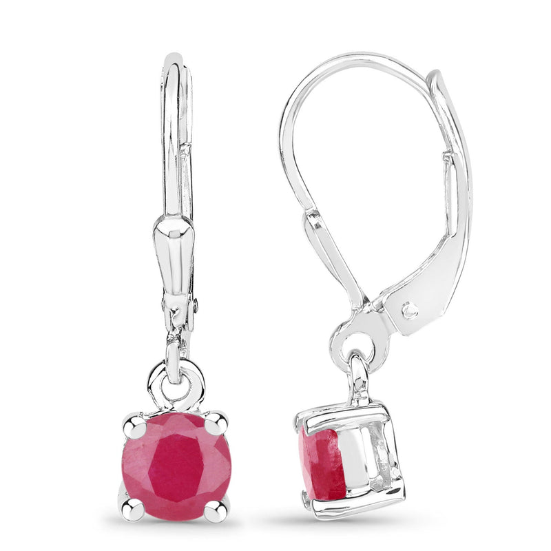 Bids.com 1.20 Carat Genuine Ruby .925 Sterling Silver Earrings Earrings White Smoke