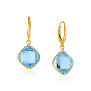 Bids.com Drop Earrings with Blue Topaz Cushion Briolettes in 14k Yellow Gold Earrings White Smoke Yellow Gold