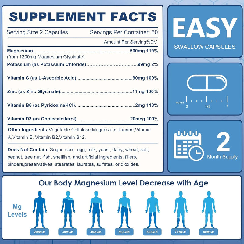 Nature Target Magnesium Glycinate, 120 Veggie Capsules Magnesium Glycinate White Smoke