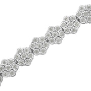 Bids.com .925 Sterling Silver 2.0 cttw Diamond 7 Stone Floral Cluster Link Bracelet (I-J Color, I3 Clarity) -7.25" Bracelets White Smoke White.Sterling Silver / 7.25
