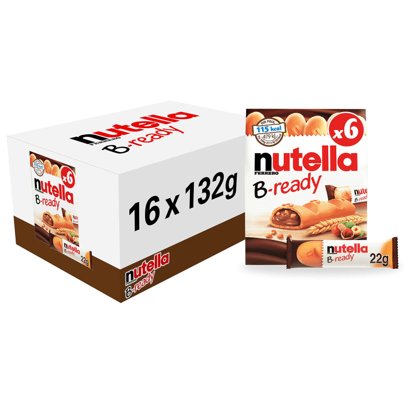 Nutella Nutella B-ready Crispy Wafer Bars, Hazelnut Spread with Cocoa, 16 Count Box Candy & Chocolate White Smoke