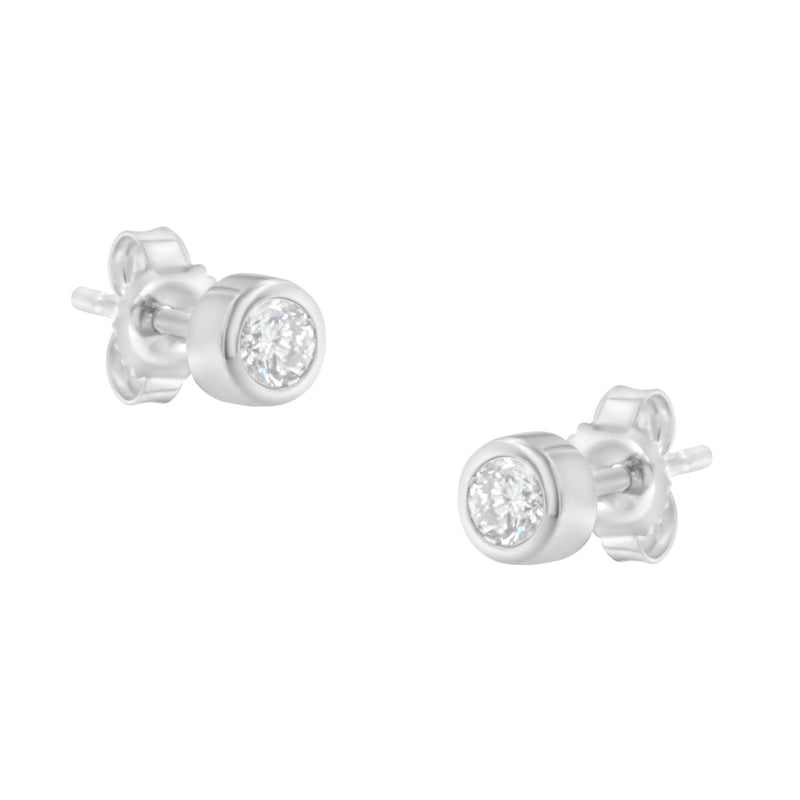 Bids.com 10K White Gold 1/5 Cttw Round Brilliant-Cut Near Colorless Diamond Bezel-Set Stud Earrings (H-I Color, I1-I2 Clarity) Earrings White Smoke Yellow.Gold,White.Gold,10k Yellow Gold
