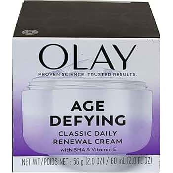 Olay Olay Age Defying Classic Daily Renewal Cream, Face Moisturizer 2.0 Fl Oz Health & Beauty Light Gray