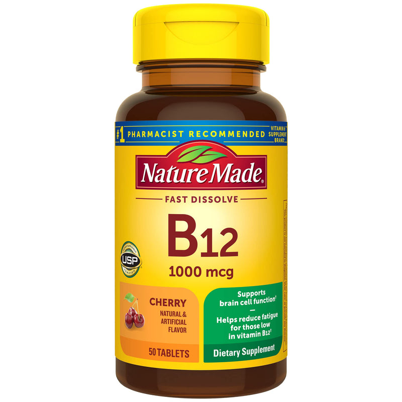 Nature Made Vitamin B12 (Cyanocobalamin) 1000 mcg Tablets, 50 Count Vitamins & Supplements White Smoke
