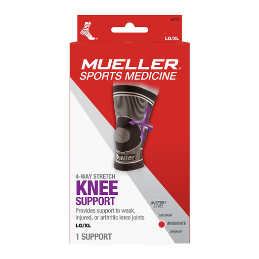 Mueller Mueller 4-Way Stretch Knee Support, Black, L/XL Supports & Braces White Smoke