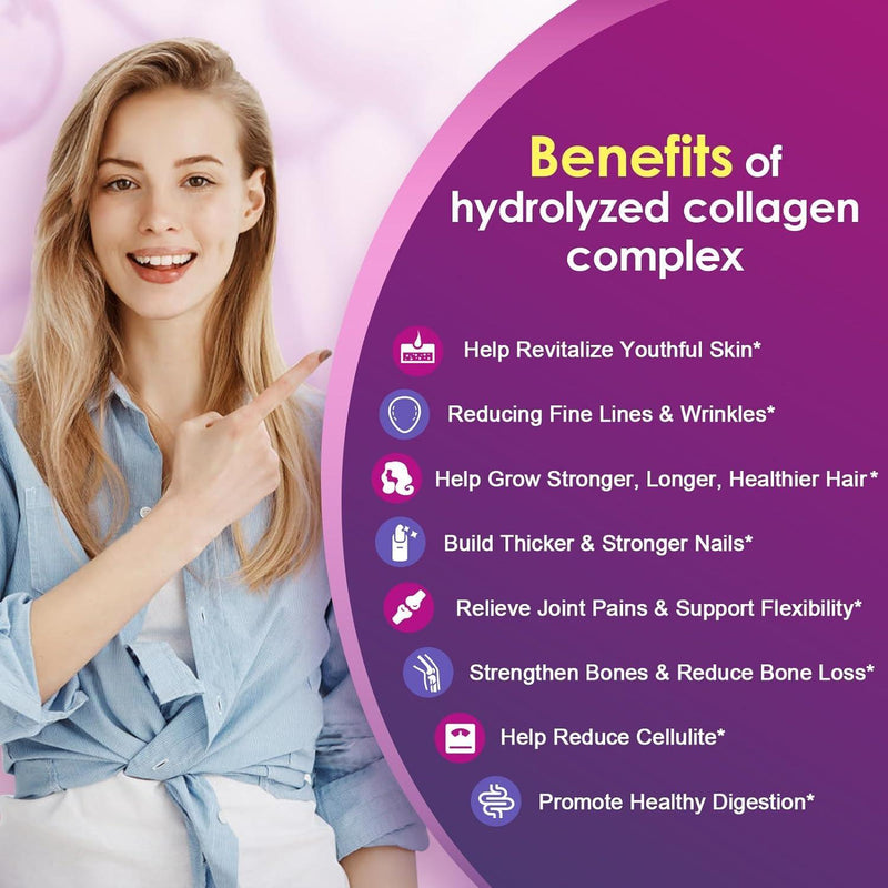 Nature Target Hydrolyzed Multi Collagen Peptides Powder, 1.1 LB Collagen Dark Magenta