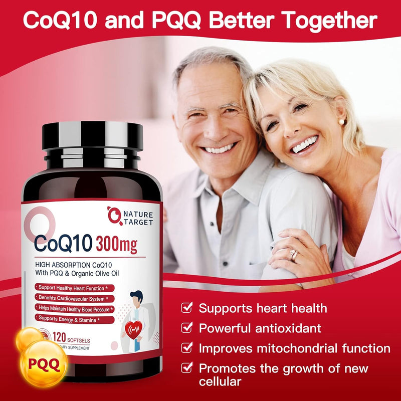 Nature Target CoQ10 + PQQ + Olive Oil, 300mg, 120 Softgels CoQ10 White Smoke