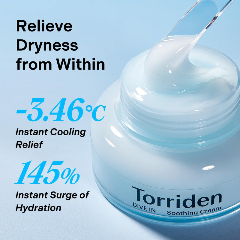 AsiaBeautyMall Torriden Dive In Low Molecular Hyaluronic Acid Soothing Cream Moisturizer Light Blue