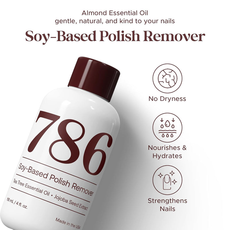 786 Cosmetics Soy Nail Polish Remover With Almond Essential Oil Soy Remover White Smoke
