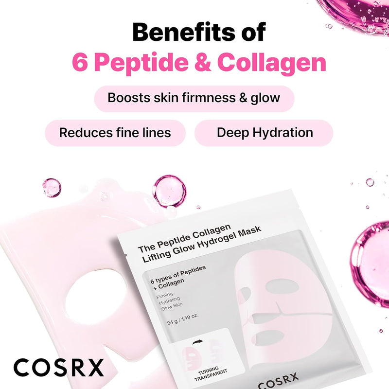 AsiaBeautyMall Cosrx The Peptide Collagen Lifting Glow Hydrogel Mask Face Mask White Smoke