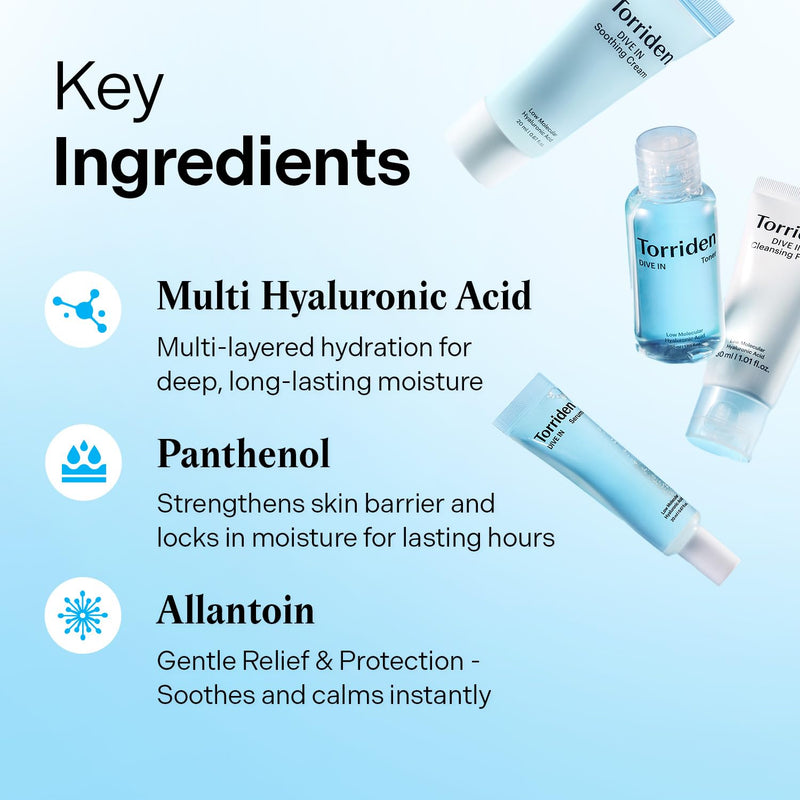 AsiaBeautyMall Torriden Dive In Trial Kit Moisturizer Alice Blue