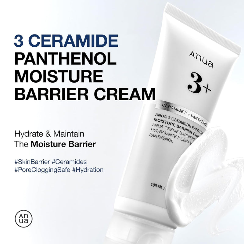 AsiaBeautyMall ANUA 3+ Ceramide Panthenol Moisture Barrier Cream Moisturizer White Smoke