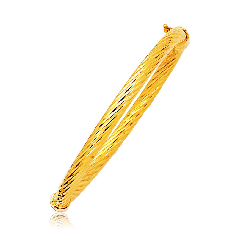 Bids.com 14k Yellow Gold Polished Cable Motif Bangle Bracelets White Smoke 7 / Yellow Gold