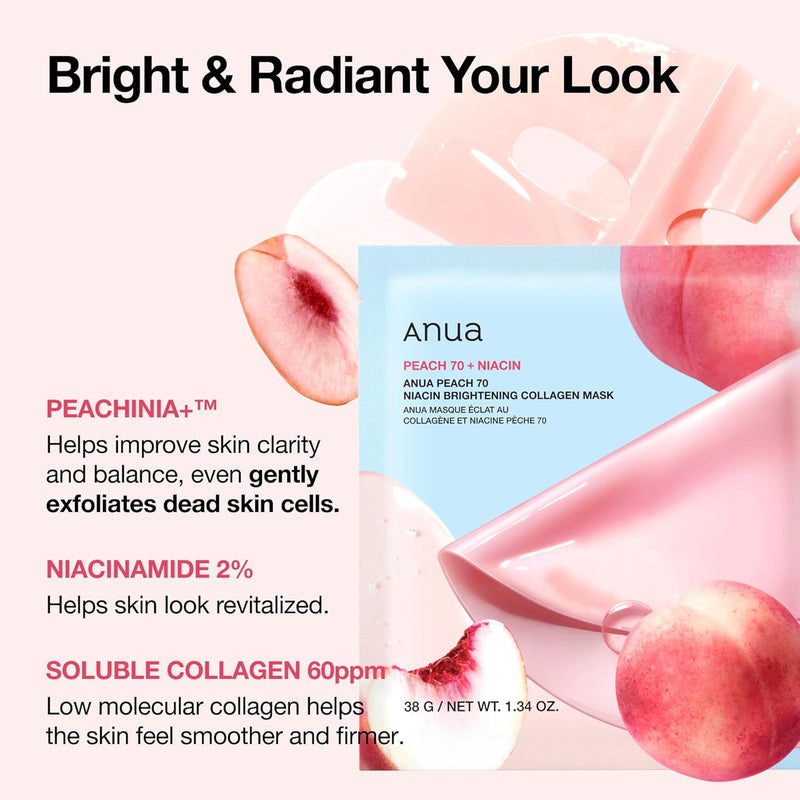 AsiaBeautyMall ANUA Peach 70 Niacin Brightening Collagen Mask Face Mask Misty Rose