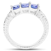 Bids.com 1.11 Carat Genuine Tanzanite .925 Sterling Silver Ring Rings White Smoke size 7.00,size 6.00,size 8.00,size 9.00,size 5.00