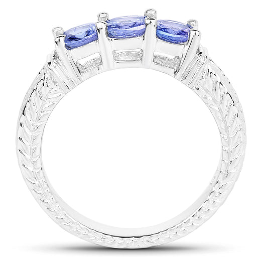Bids.com 1.11 Carat Genuine Tanzanite .925 Sterling Silver Ring Rings White Smoke size 7.00,size 6.00,size 8.00,size 9.00,size 5.00