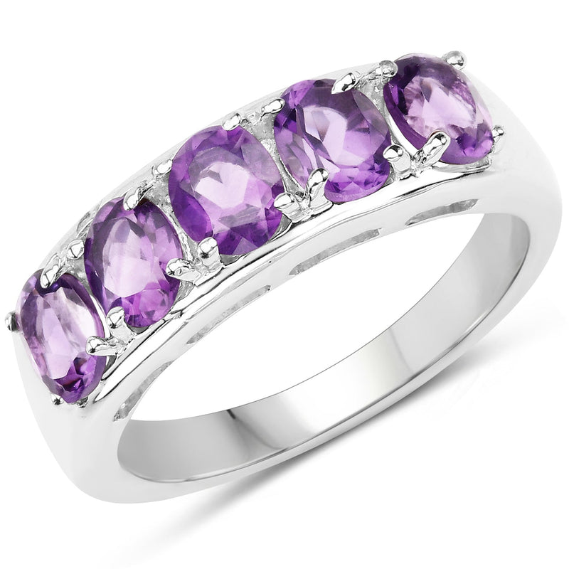 Bids.com 1.70 Carat Genuine  Amethyst .925 Sterling Silver Ring Rings White Smoke size 7.00,size 6.00,size 8.00,size 5.00,size 9.00