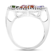Bids.com 5.01 Carat Genuine Multi Stones .925 Sterling Silver Ring Rings White Smoke size 5.00,size 6.00,size 7.00,size 8.00,size 9.00