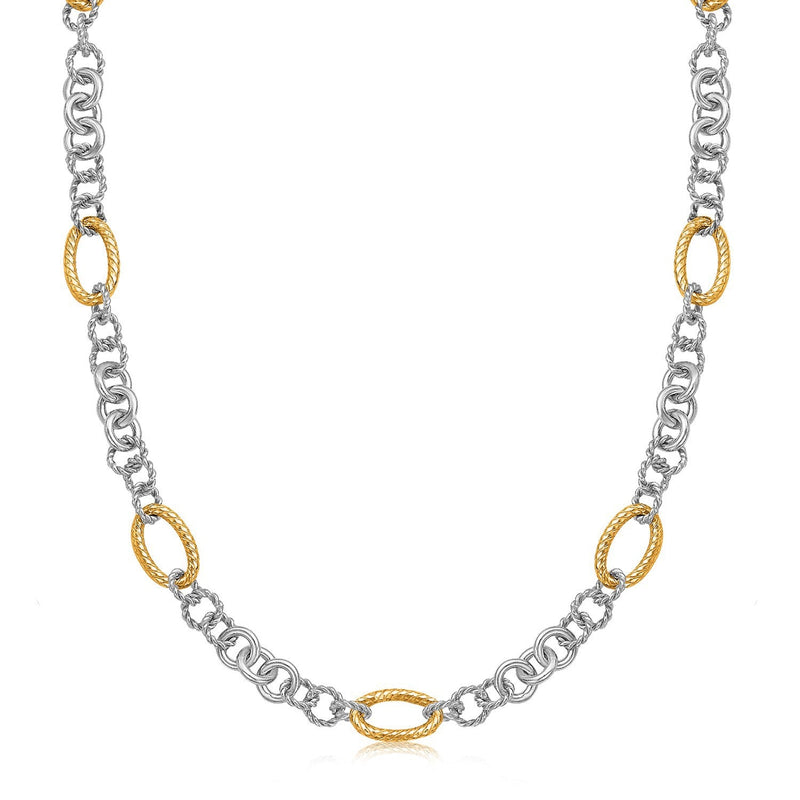 Bids.com 18k Yellow Gold and Sterling Silver Rhodium Plated Multi Style Chain Necklace Necklaces White Smoke 18 / Yellow Gold & Sterling Silver