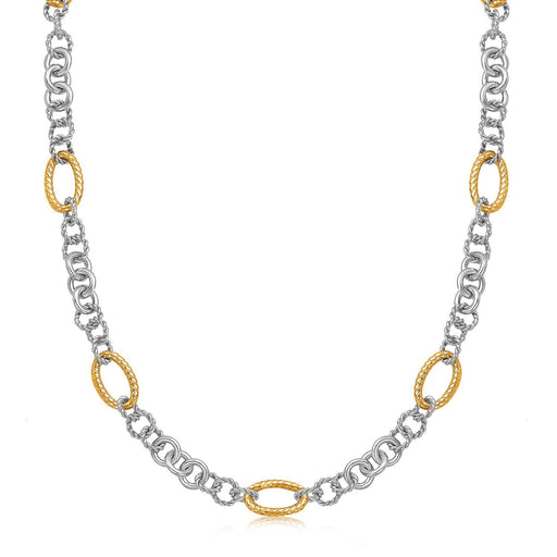 Bids.com 18k Yellow Gold and Sterling Silver Rhodium Plated Multi Style Chain Necklace Necklaces White Smoke 18 / Yellow Gold & Sterling Silver