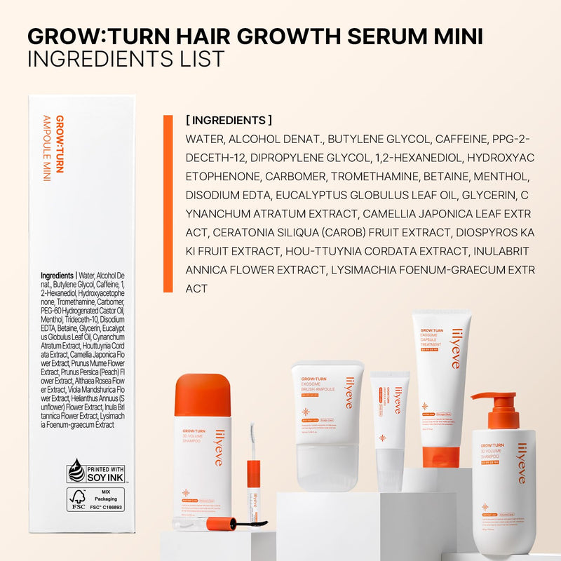 AsiaBeautyMall Lilyeve Grow Turn Exosome Brush Ampoule Hair Loss Treatment Misty Rose 100mL,30mL