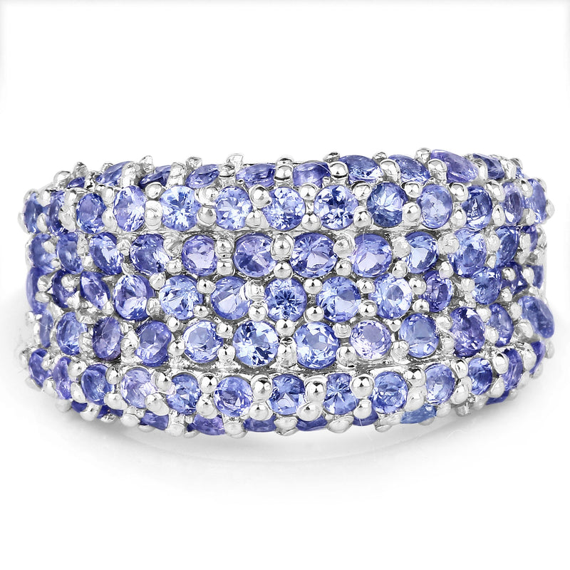 Bids.com 2.47 Carat Genuine Tanzanite .925 Sterling Silver Ring Rings White Smoke size 7.00,size 8.00,size 6.00,size 9.00