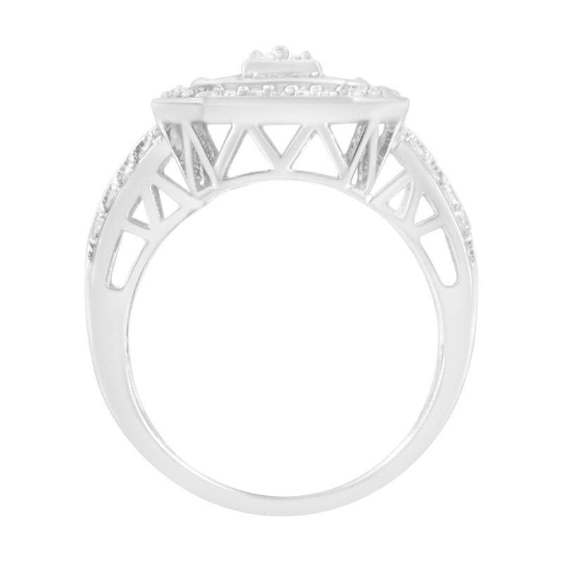 Bids.com .925 Sterling Silver Round and Baguette Diamond Cathedral Ring (0.75 Cttw, H-I Color, I2-I3 Clarity) - Size 7 Rings White Smoke 8 / White.Sterling Silver,6 / White.Sterling Silver,7 / White.Sterling Silver,7.5 / White.Sterling Silver,6.5 / White.Sterling Silver