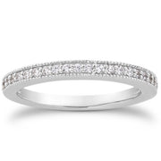 Bids.com 14k White Gold Pave Diamond Milgrain Wedding Ring Band Set 1/2 Around Rings White Smoke 4 / White Gold,4.5 / White Gold,5 / White Gold,5.5 / White Gold,6 / White Gold,6.5 / White Gold,7 / White Gold,7.5 / White Gold,8 / White Gold,8.5 / White Gold,9 / White Gold