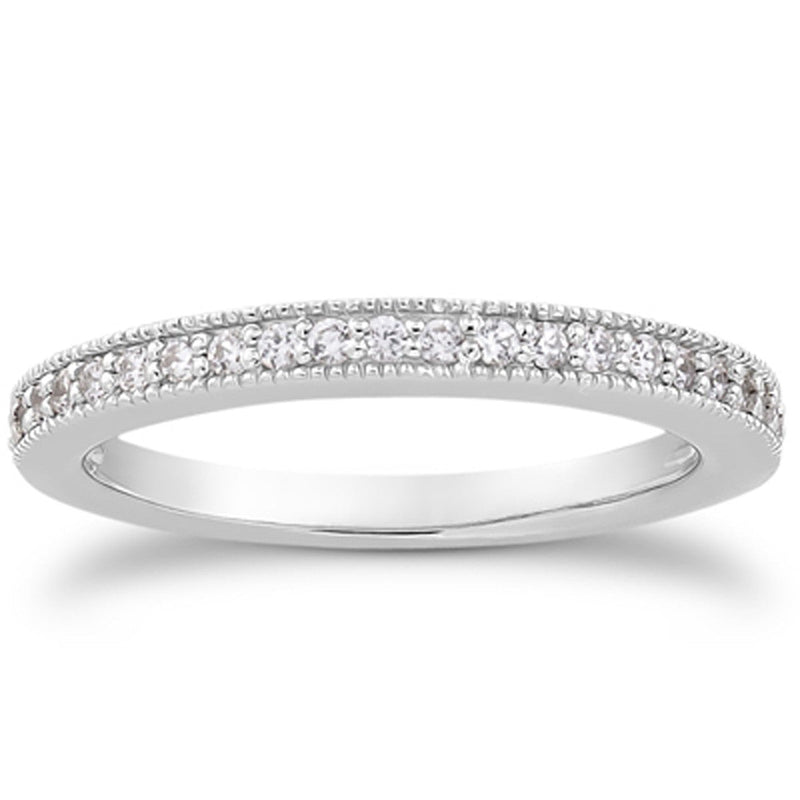Bids.com 14k White Gold Pave Diamond Milgrain Wedding Ring Band Set 1/2 Around Rings White Smoke 4 / White Gold,4.5 / White Gold,5 / White Gold,5.5 / White Gold,6 / White Gold,6.5 / White Gold,7 / White Gold,7.5 / White Gold,8 / White Gold,8.5 / White Gold,9 / White Gold