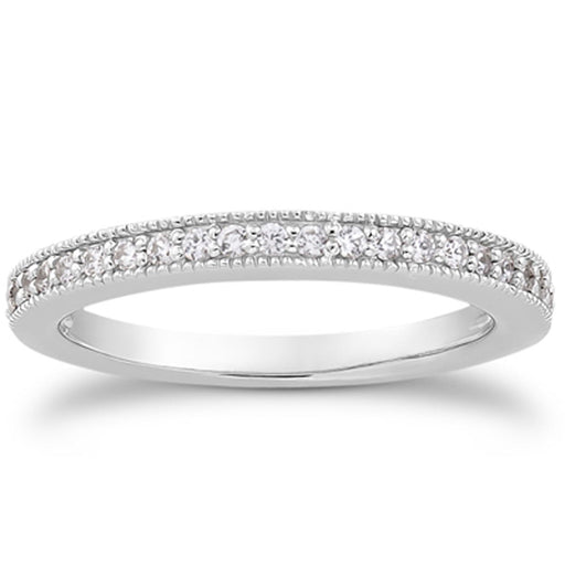 Bids.com 14k White Gold Pave Diamond Milgrain Wedding Ring Band Set 1/2 Around Rings White Smoke 4 / White Gold,4.5 / White Gold,5 / White Gold,5.5 / White Gold,6 / White Gold,6.5 / White Gold,7 / White Gold,7.5 / White Gold,8 / White Gold,8.5 / White Gold,9 / White Gold