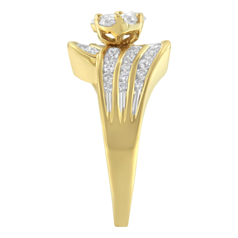Bids.com 14K Yellow Gold Diamond Cocktail Bypass Ring (1 1/2 Cttw, H-I Color, SI2-I1 Clarity) - Size 7 Rings White Smoke 8.5 / Yellow.Gold,7 / Yellow.Gold,9.5 / Yellow.Gold,7.5 / Yellow.Gold