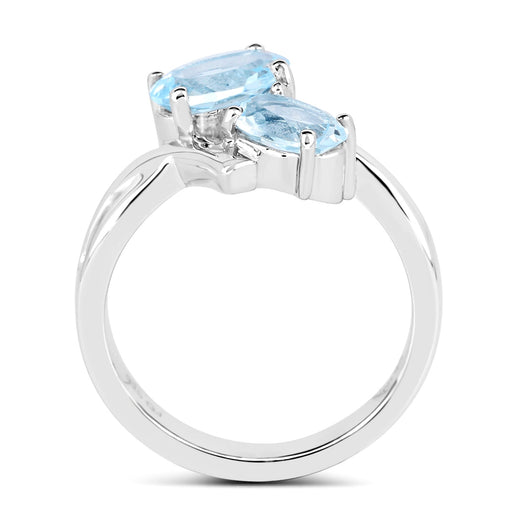 Bids.com 2.55 Carat Genuine Blue Topaz .925 Sterling Silver Ring Rings White Smoke size 6.00,size 8.00,size 7.00,size 5.00,size 9.00